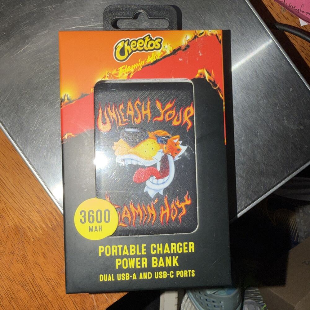 Cheetos Flamin Hot Portable Power Bank 3600mAh USB Phone Charger Dual USB-C